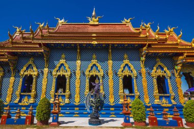 Mavi tapınak Wat Rong Seur 10 numara Chiang Rai, Tayland 'ın kuzeyinde..
