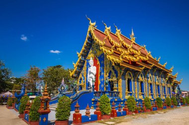 Mavi tapınak Wat Rong Seur 10 numara Chiang Rai, Tayland 'ın kuzeyinde..