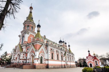Grodno, Belarus 'taki Neo-Rus tarzı Katolik Ortodoks Katedrali (Pokrovsky Sobor).