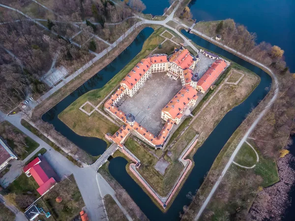 Vista Aérea Castelo Nesvizh Bielorrússia Histórico Palácio Castelo Complexo Património — Fotografia de Stock