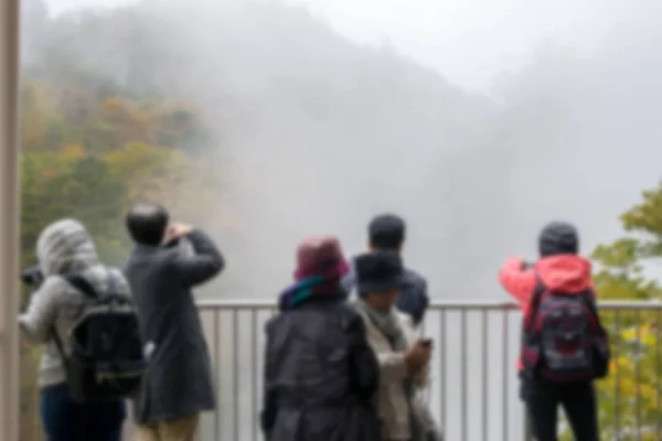 Touristes Flous Sont Prendre Une Photo Cascade Kegon Nikko Japon — Photo