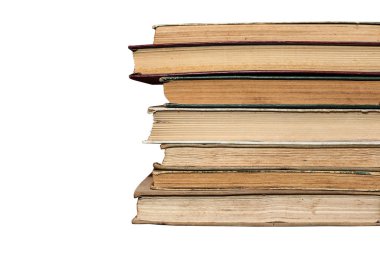 kirli eski yıpranmış kitaplar, arka plan, beyaz üzerinde yalıtım