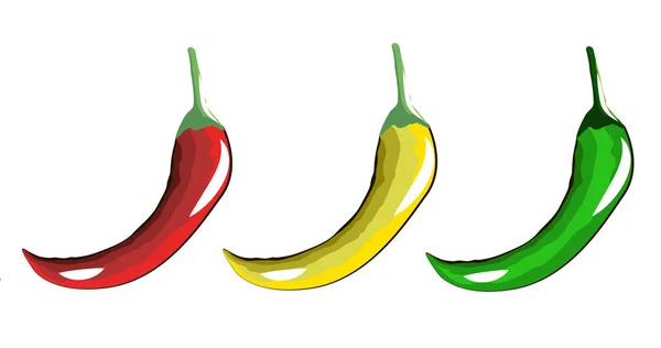 Hořící červené žluté a zelené papriky — Stockový vektor