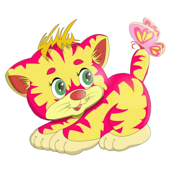 Güzel kedicik şapkalı. Çizgi film karakteri kedi. Kedi kadın. Beyaz