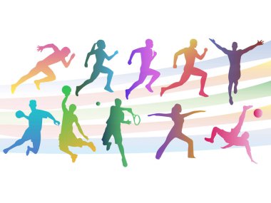 renkli farklı pozlar sporcularda topluluğu