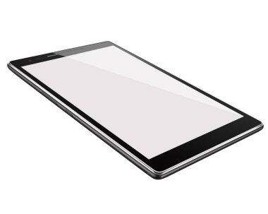 Boş ekran beyaz arka plan üzerinde izole genel Tablet bilgisayar. Gerçek gölge