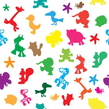 Sevimli hayvanlar farklı renkler seamless modeli