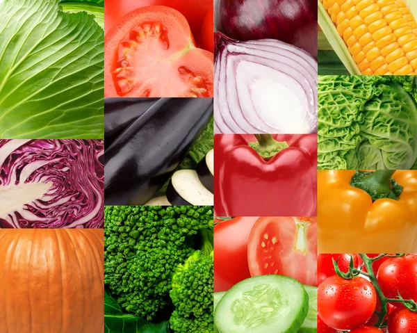 Collage of fresh vegetables . Healthy food concept — Stock Photo, Image