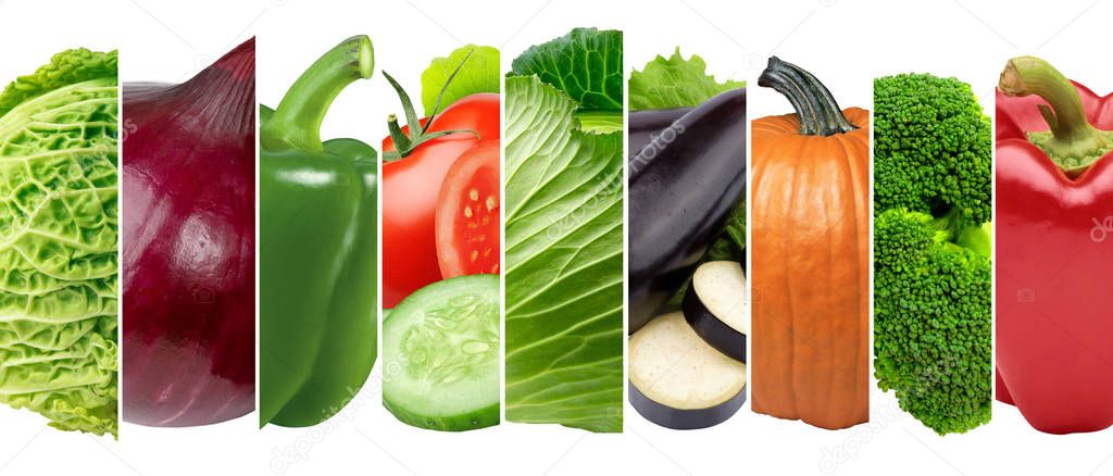 Collage of fresh vegetables . Healthy food concept