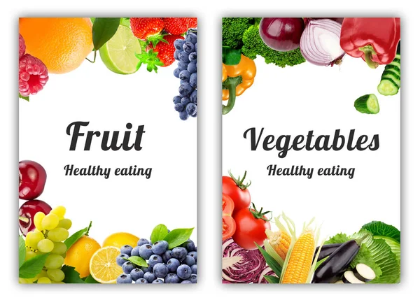 Frutas e legumes de cor fresca. Conceito de alimentação saudável — Fotografia de Stock