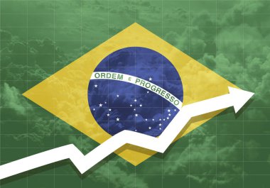Brezilya bayrağı arka plan üzerinde beyaz ok