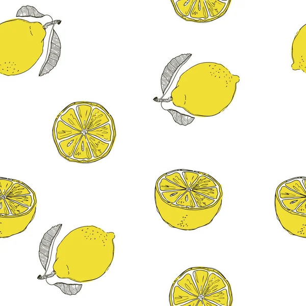 Limon desen. El kroki meyve — Stok Vektör