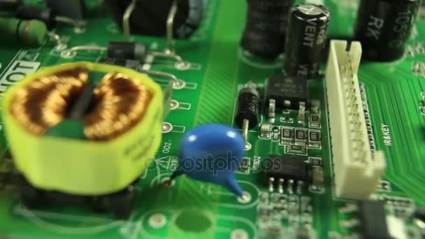 Detail, makro elektronických obvodů — Stock video