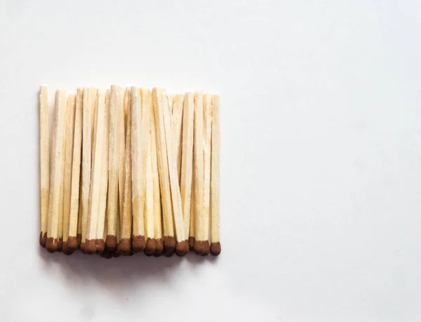 Wooden matches close up on white background for design — Stock Photo, Image