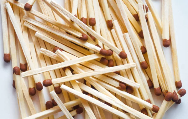 Wooden matches close up on white background — Stock Photo, Image