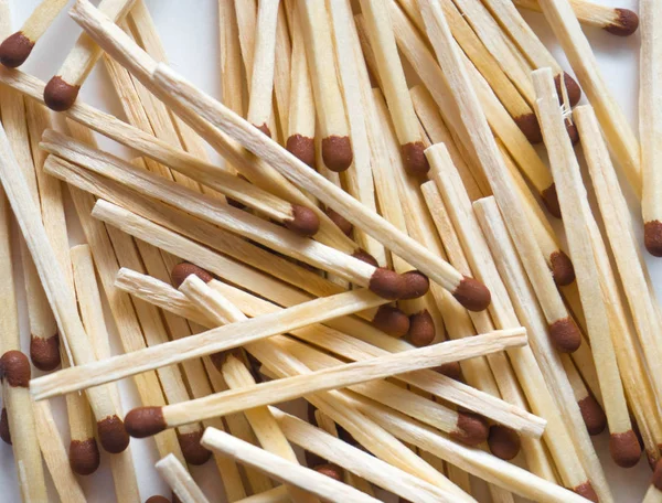 Wooden matches close up on white background — Stock Photo, Image