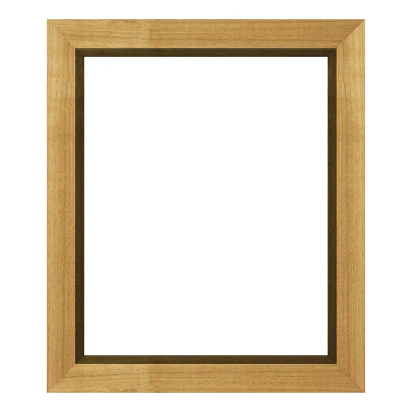 Широкая коричневая деревянная рамка для фотографий и фотографий на белом фоне — стоковое фото