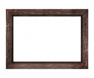 Resimler ve fotoğraflar üzerinde beyaz arka plan izole için geniş kahverengi ahşap çerçeve