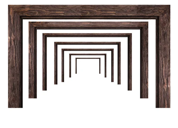 Коридор, проход темных деревянных арк — стоковое фото