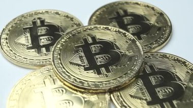 bitcoin yavaş yavaş döndürmek closeup paralar