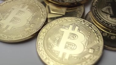bitcoin yavaş yavaş döndürmek closeup paralar