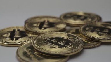 bitcoin yavaş yavaş döndürmek closeup paralar