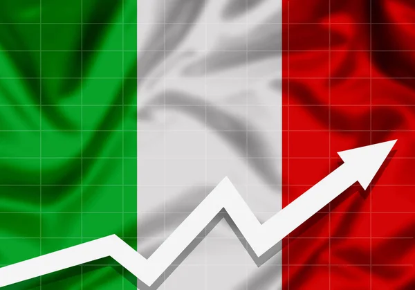 Bandeira da UE Itália com seta para cima — Fotografia de Stock