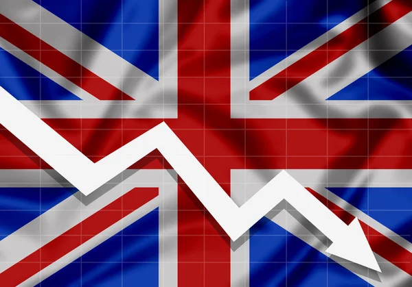 Bandiera UE Gran Bretagna freccia verso il basso, il concetto di fallimenti — Foto Stock