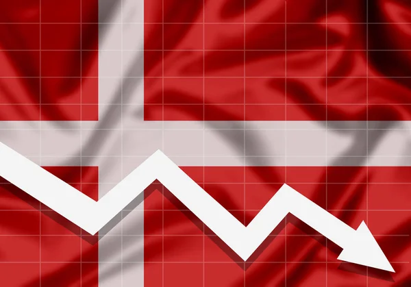 EU Denmark flag down arrow, the concept of failures — Stock Photo, Image