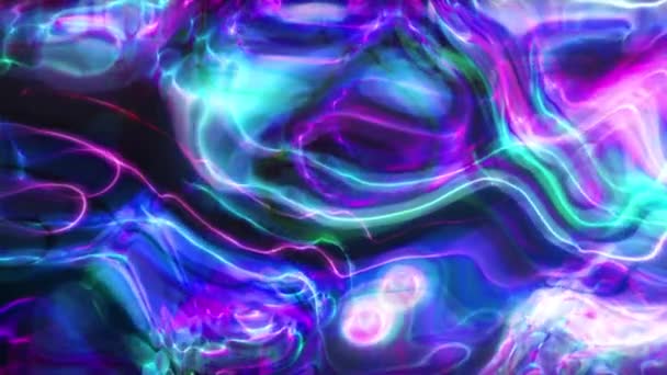 Abstracte neon achtergrond met bewegende veelkleurige strepen, futuristische animatie — Stockvideo