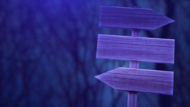 Dark wooden plaque at night, against the background of the night forest, dark scary composition — Stock Footage Dark wooden plaque at night, against the background of the night forest, dark scary composition Stock Video