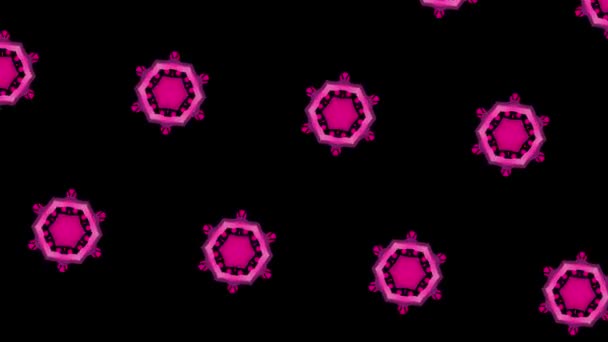 Secuencia colorida de un caleidoscopio. Efecto de movimiento colorido abstracto 4K de la ilusión gráfica background.optical. Los objetos cambian de forma y tamaño al azar . — Vídeos de Stock