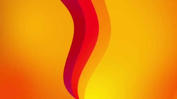 Ein rot-gelbes Gefälle heller Feuerfarbe wogt langsam in Form. Visualisierung gekrümmter Linien. das Konzept vom Geist des Sommers und der Kindheit — Stockvideo