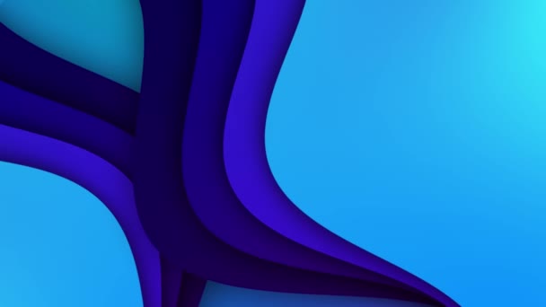 3D анимация волн и рядов с красочными голубыми градиентными полосами, современными цветами. концепция детства и радости — стоковое видео