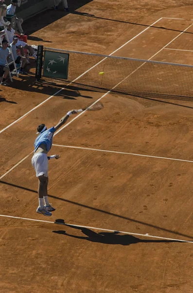 Primer servicio de Juan Martin Del Potro durante un día de entrenamiento — Foto de Stock