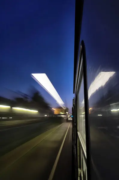 The station lights from a train — Stock Photo, Image