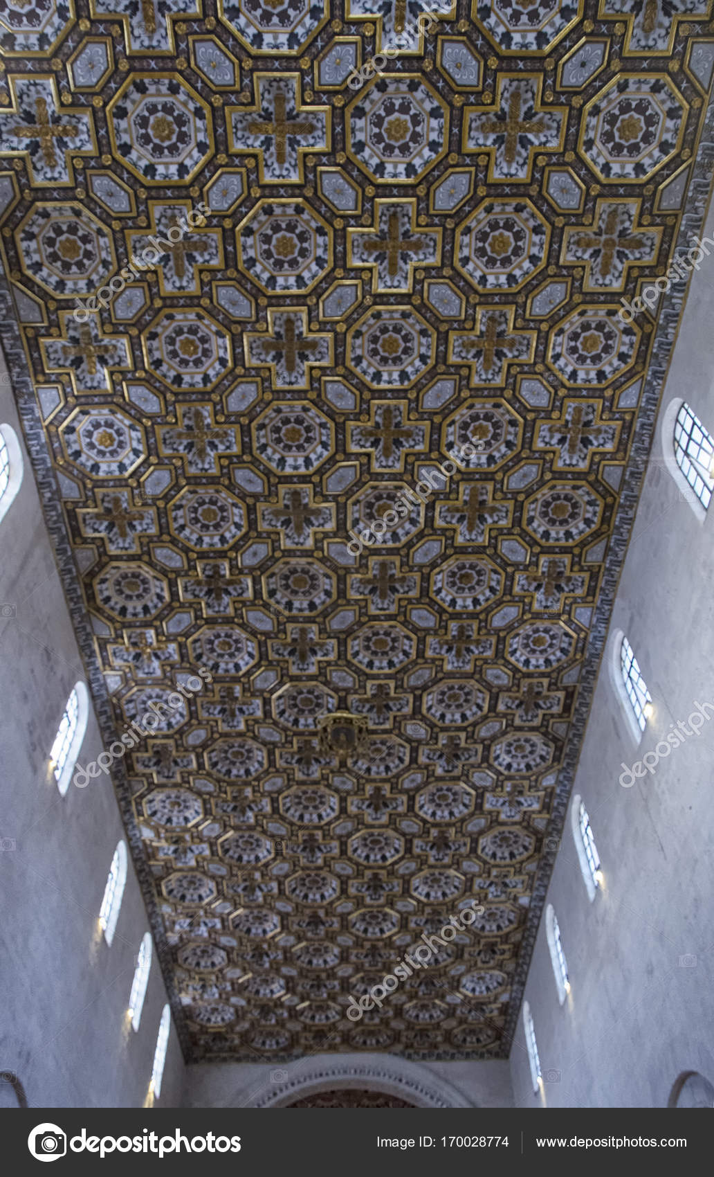 The Coffered Ceiling Of The Otranto Cathedral Stock Photo