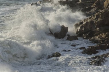 Livorno sahil şeridi üzerinde dalgalar