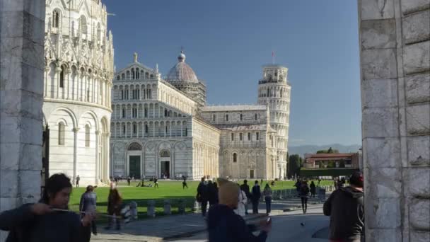 Pisa Italien Januari 2018 Turister Och Lutande Tornet Pisa Sett — Stockvideo