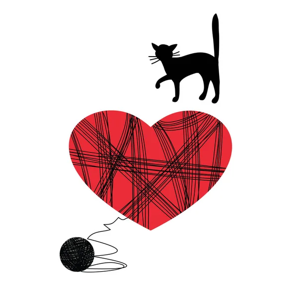 Kitten spelen met een bal. — Stockvector