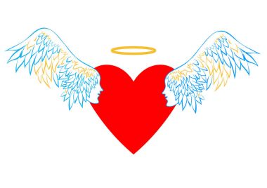 Kanatları ve bir hale yüreğinle.