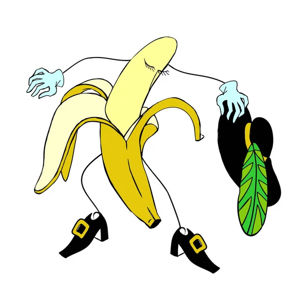 Ανθρώπου και καρτούν μπανάνα χαρακτήρα διάνυσμα — Διανυσματικό Αρχείο