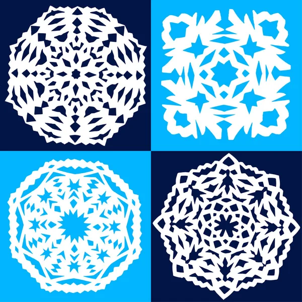 Quattro fiocchi di neve di carta — Vettoriale Stock
