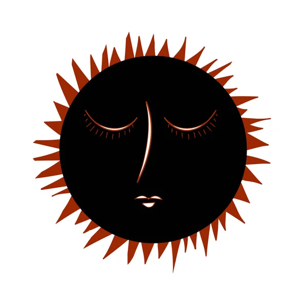 Vintage Eclipse disegnato a mano con raggi — Vettoriale Stock