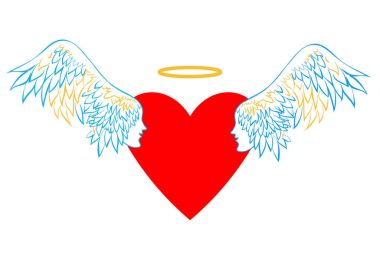 Kanatları ve bir hale yüreğinle.