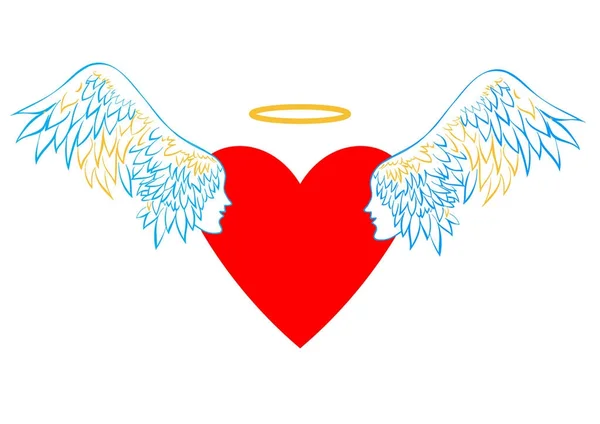 Herz mit Flügeln und Heiligenschein. — Stockfoto