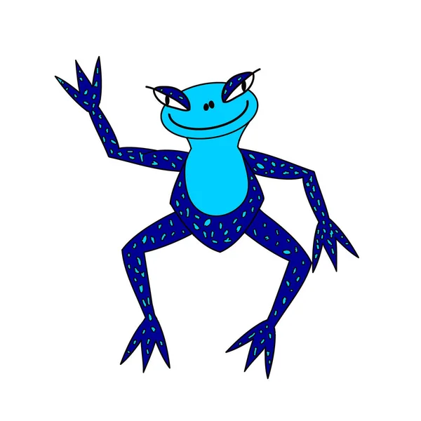 Freundlicher Frosch. Illustrationen, exotischer blauer Frosch. lustiger süßer Frosch. — Stockfoto