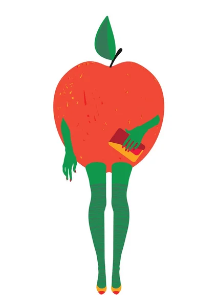 Wektor ilustracja kobieta apple — Wektor stockowy