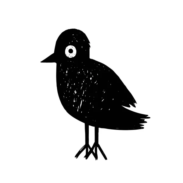 Dessin animé oiseau noir. Mignon personnage de dessin animé . — Image vectorielle