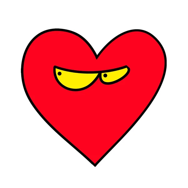 Misstrauisches Herz. Herzmittel. Emoticon des Herzens. — Stockvektor